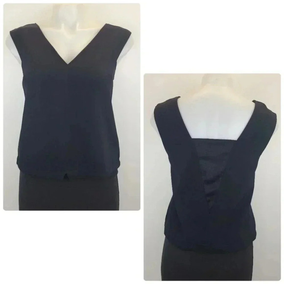 Rag & Bone Black Wide Oversized V-neck Scuba Viscose Silk Boxy V-Neck Top XS - Picture 1 of 12